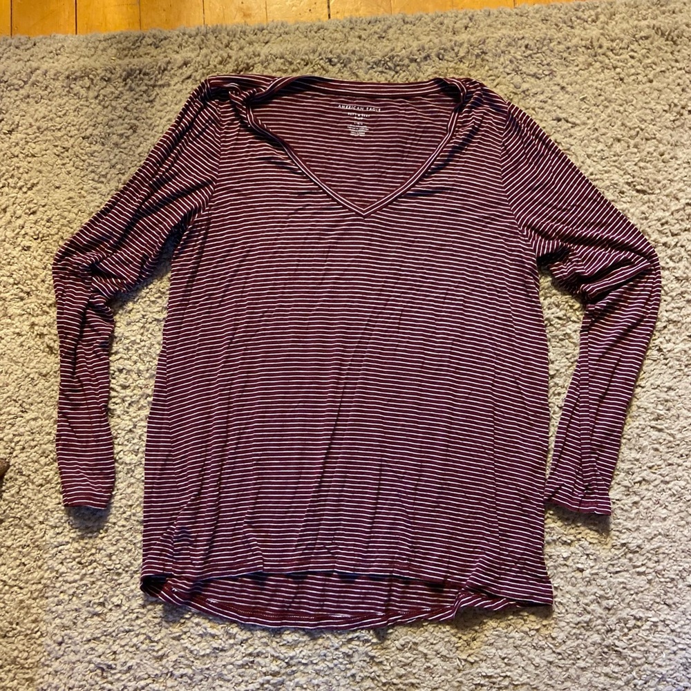 AEO Soft & Sexy Slub Long Sleeve V-Neck Tee